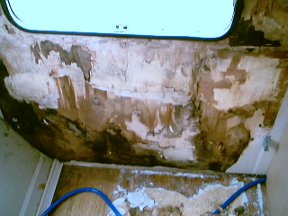 damp caravan wall
